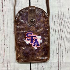 GAME DAY BOOTS Leather  Crossbody Bag  “SFA” Stephen F Austin College Logo EUC